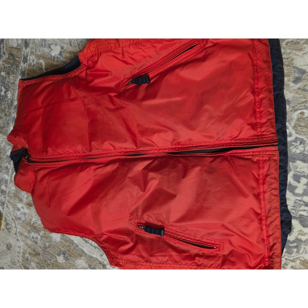 Vintage Gap Mens Puffer Vest Navy Blue Red Reversible Style Down Fill Large 2000 - Picture 10 of 13